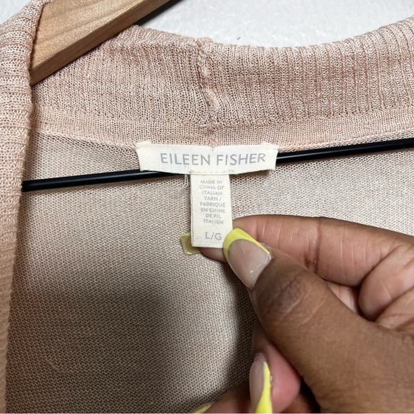 Eileen Fisher Women Linen Cardigan Sweater Large Longline Minimalist Luxury - Picture 6 of 9